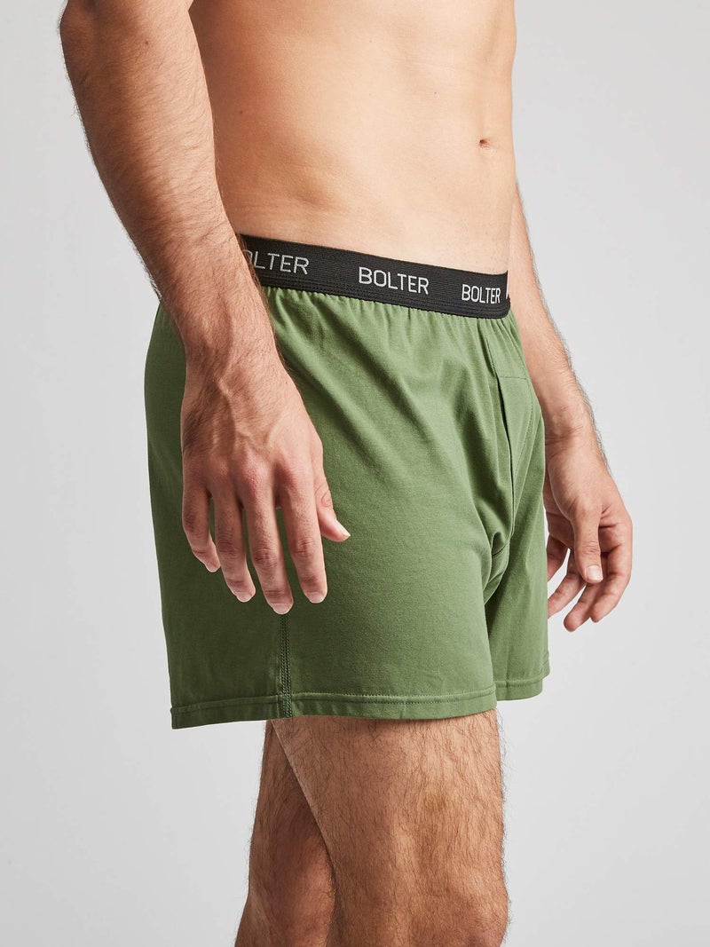 Bolter Menâ€™s 5-Pack Cotton Stretch Boxers Shorts (Medium, Greens) - Image 5